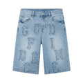 Godfidence Patch Denim Shorts