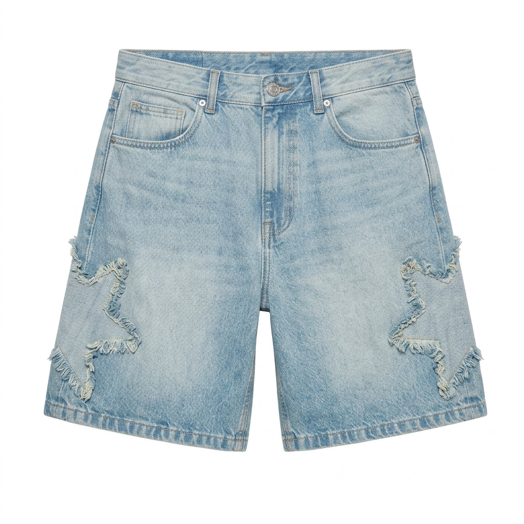 Star Cutout Denim Shorts