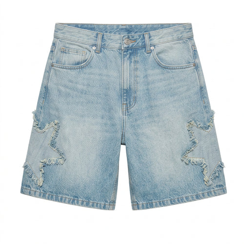 Star Cutout Denim Shorts